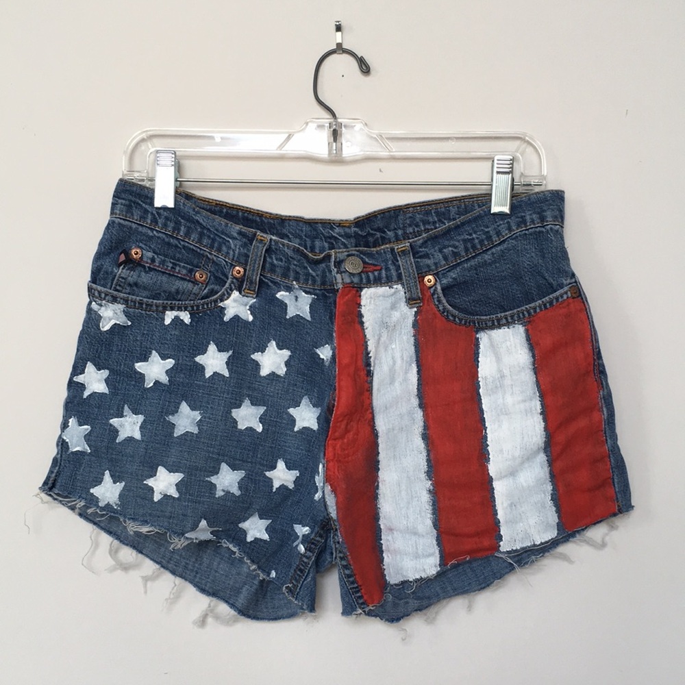 Hand Painted American Flag Shorts